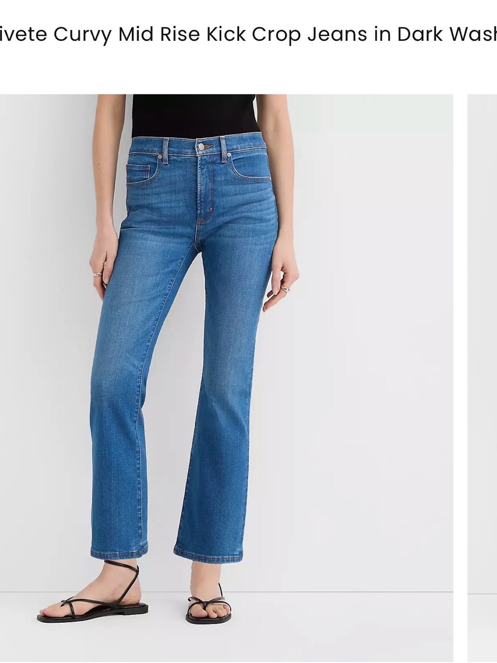 NWT LOFT Rivete Women’s Curvy Mid-Rise Kick Crop Jeans in Blue